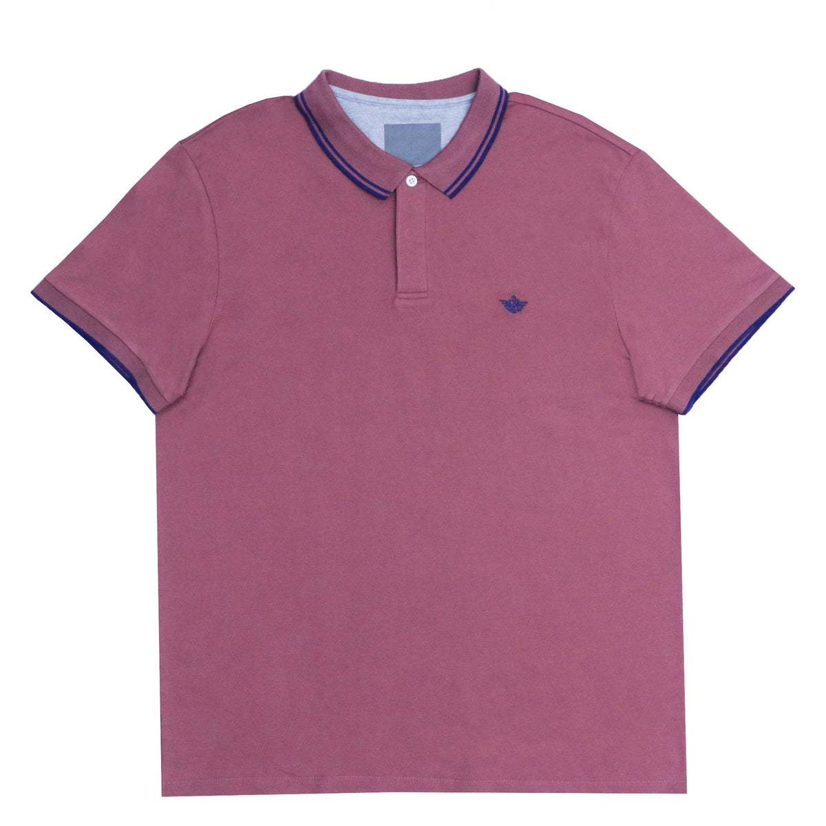 POLO MEN - FADED MAROON WITH DOUBLE BLUE COLLAR STRIPS