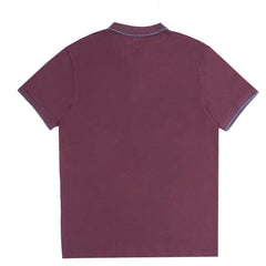 POLO MEN - MAROON WITH GREY COLLAR STRIP