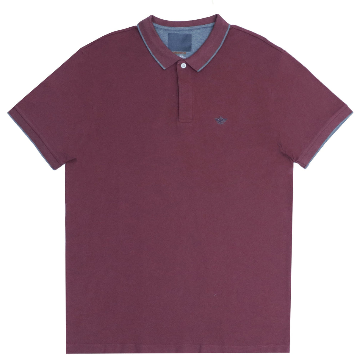 POLO MEN - MAROON WITH GREY COLLAR STRIP