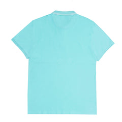 POLO MEN - TURQUOISE BLUE WITH DOUBLE WHITE COLLAR STRIPS