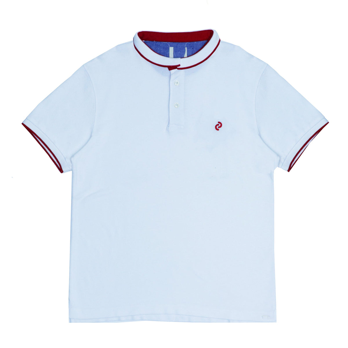 POLO (MEN) - WHITE WITH RED COLLAR STRIPS