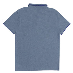 POLO MEN - GREY WITH BLUE COLLAR STRIPS