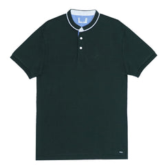 POLO (MEN) - SEAWEED GREEN WITH WHITE COLLAR STRIPS