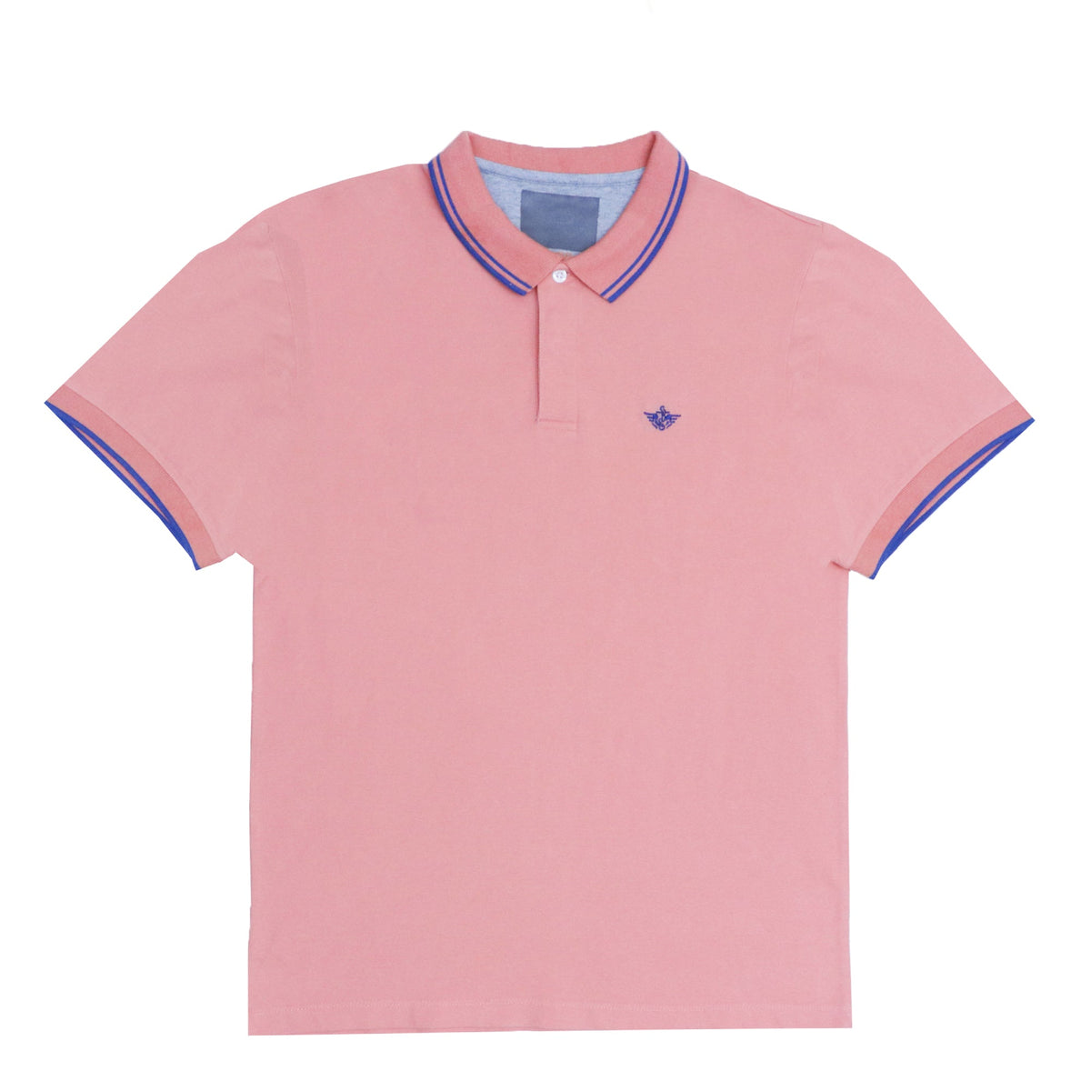 POLO (MEN) - ROSE PEACH WITH DOUBLE BLUE COLLAR STRIPS