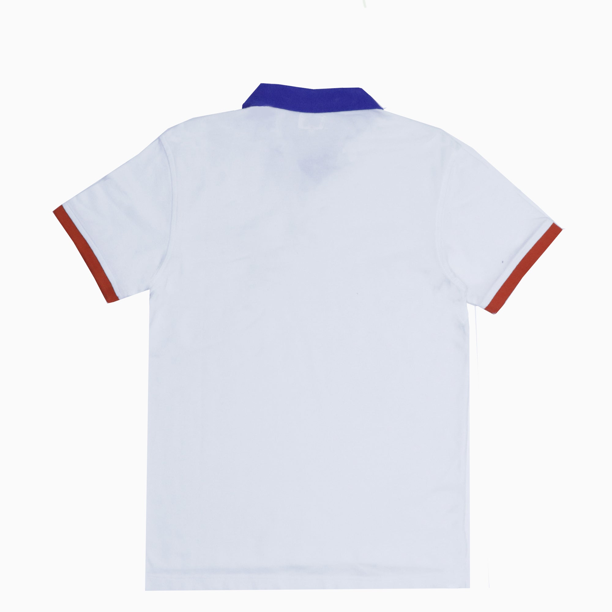 POLO (MEN) - WHITE WITH BLUE COLLAR AND SMALL TAG