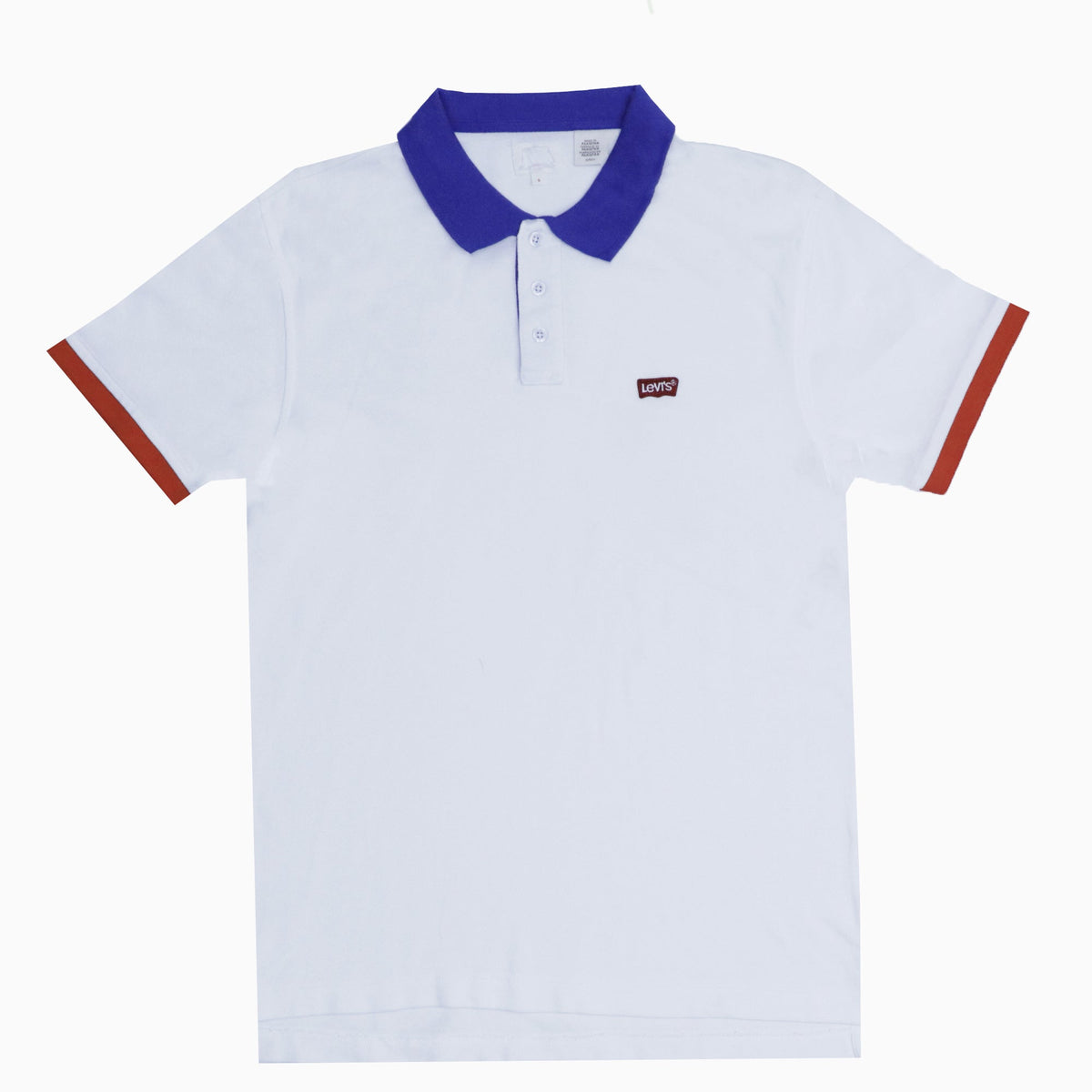 POLO (MEN) - WHITE WITH BLUE COLLAR AND SMALL TAG