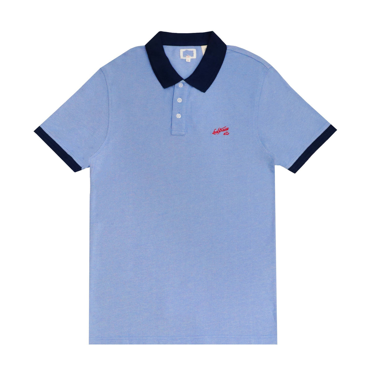 POLO (MEN) - SKY BLUE WITH NAVY BLUE COLLAR RED LABEL