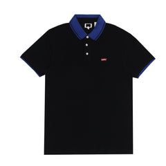 POLO (MEN) - BLACK WITH BLUE COLLAR & RED TAG