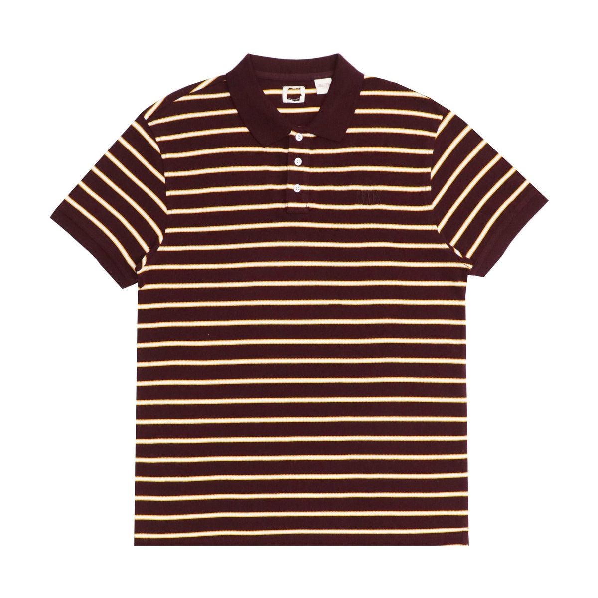 POLO (MEN) -MAROON WITH YELLOW & WHITE STRIPS