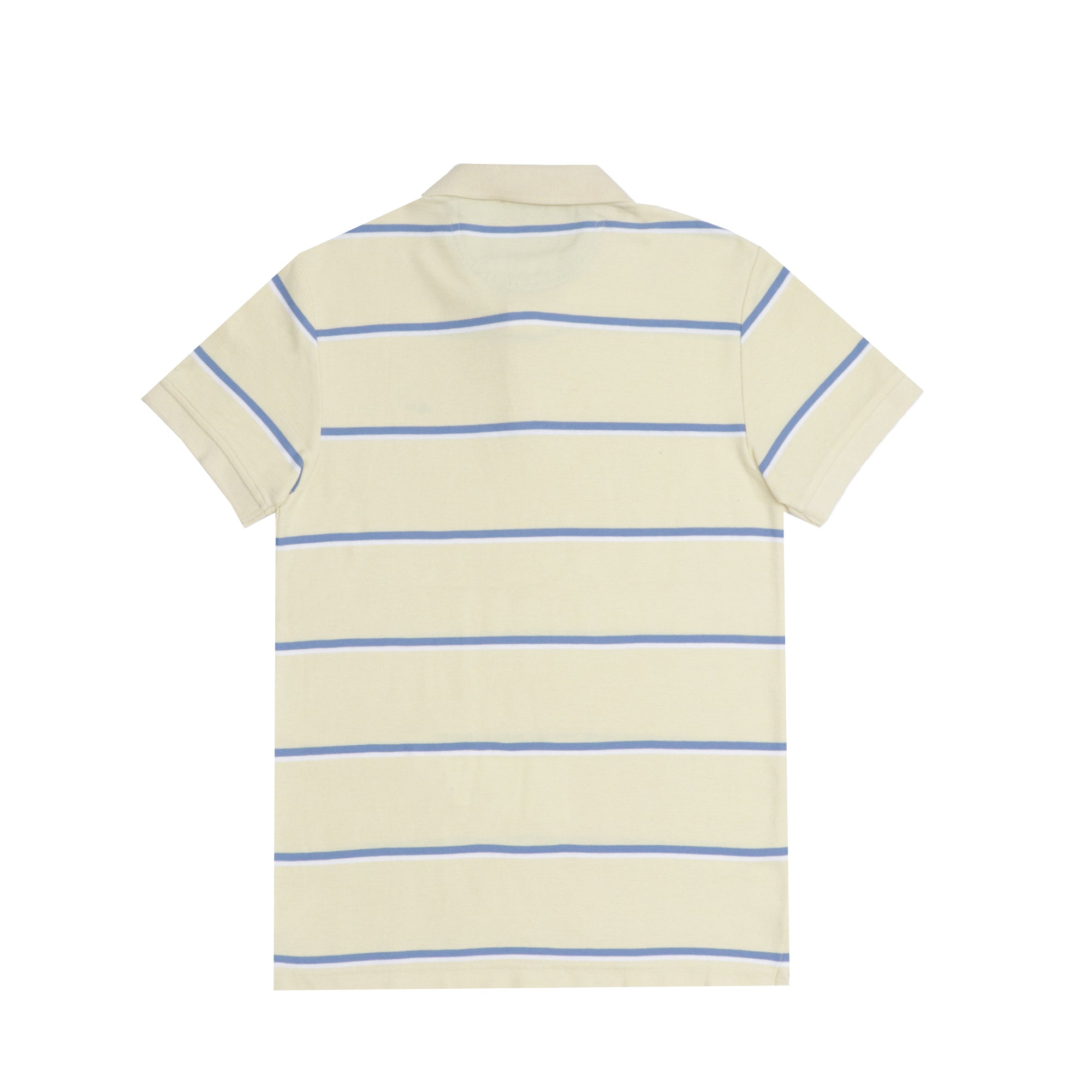 POLO (MEN) - YELLOW WITH THIN WHITE WITH BLUE STRIPS
