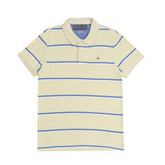 POLO (MEN) - YELLOW WITH THIN WHITE WITH BLUE STRIPS