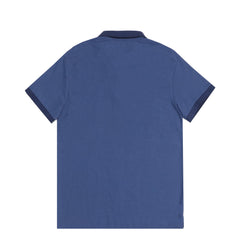 POLO (MEN) - PLAIN SEA BLUE WITH DARK BLUE COLLAR