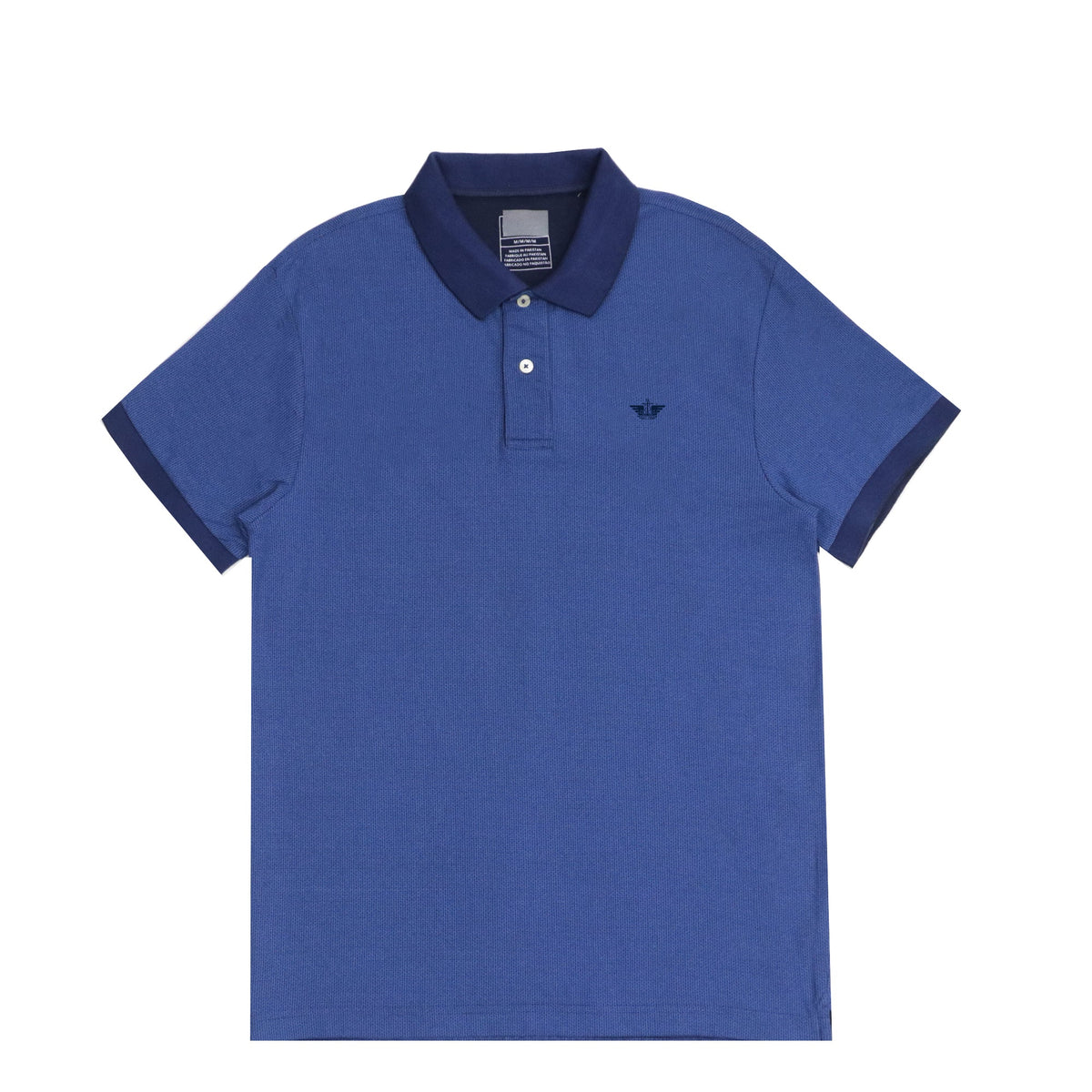 POLO (MEN) - PLAIN SEA BLUE WITH DARK BLUE COLLAR