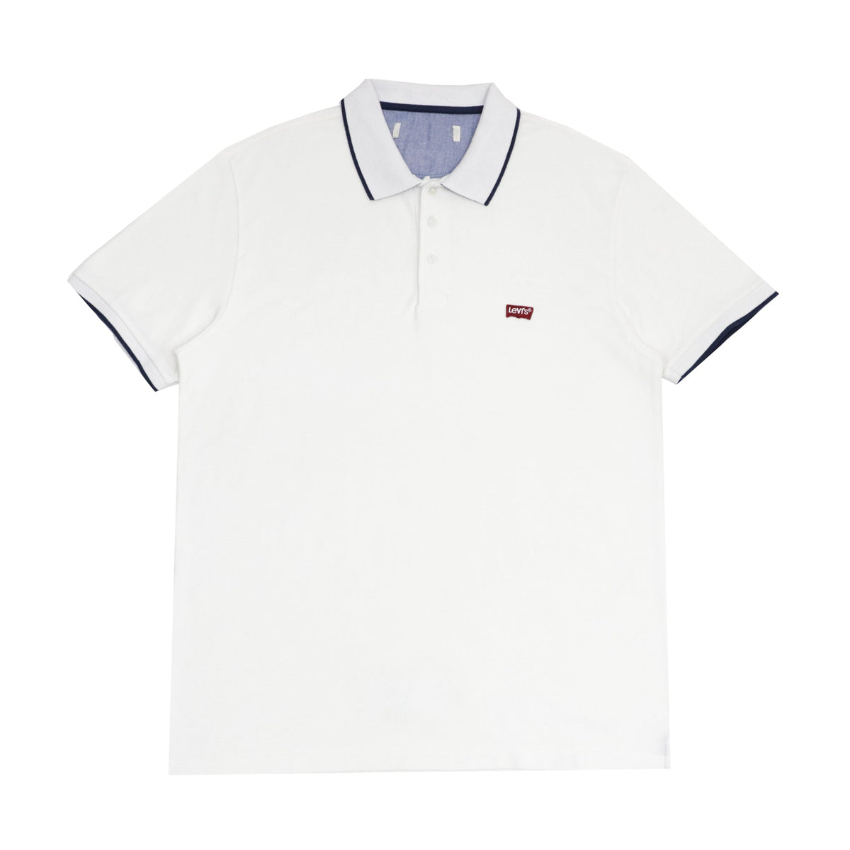 POLO (MEN) - WHITE WITH THIN BLUE COLLAR STRIPS