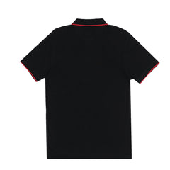 POLO (MEN) - BLACK WITH RED COLLAR STRIPS