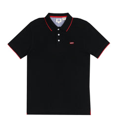 POLO (MEN) - BLACK WITH RED COLLAR STRIPS