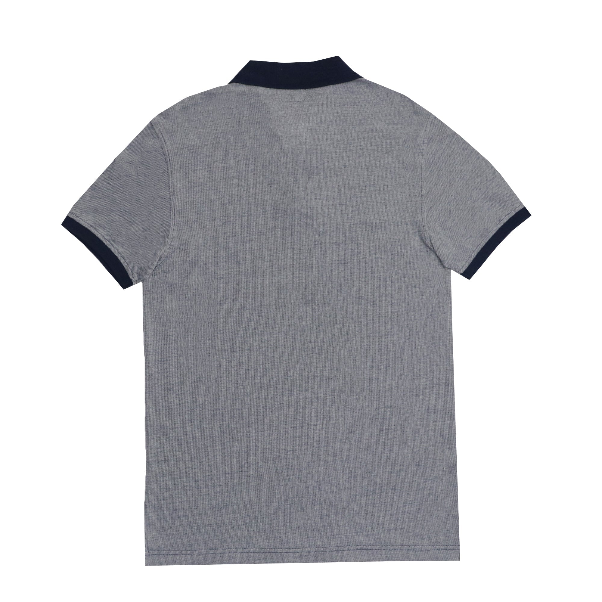 POLO (MEN) - HEATHER GREY WITH BLUE COLLAR
