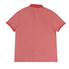 POLO (MEN) - ORANGE WITH WHITE THIN STRIPES