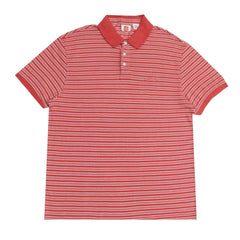 POLO (MEN) - ORANGE WITH WHITE THIN STRIPES