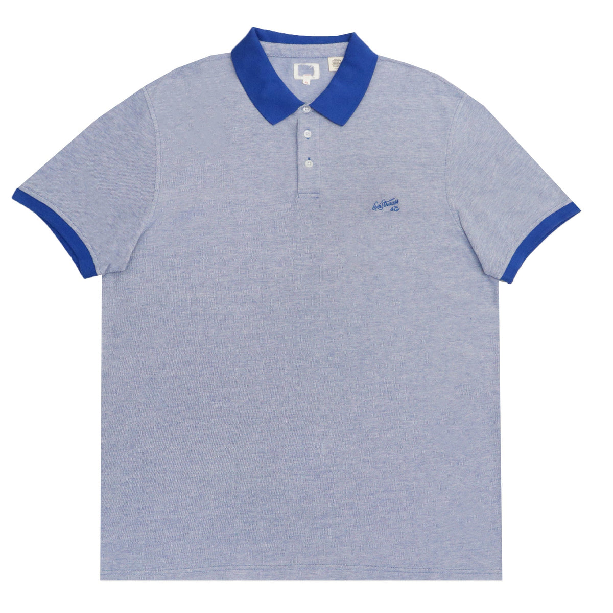 POLO (MEN) - LIGHT HEATHER BLUE WITH DARK BLUE COLLAR