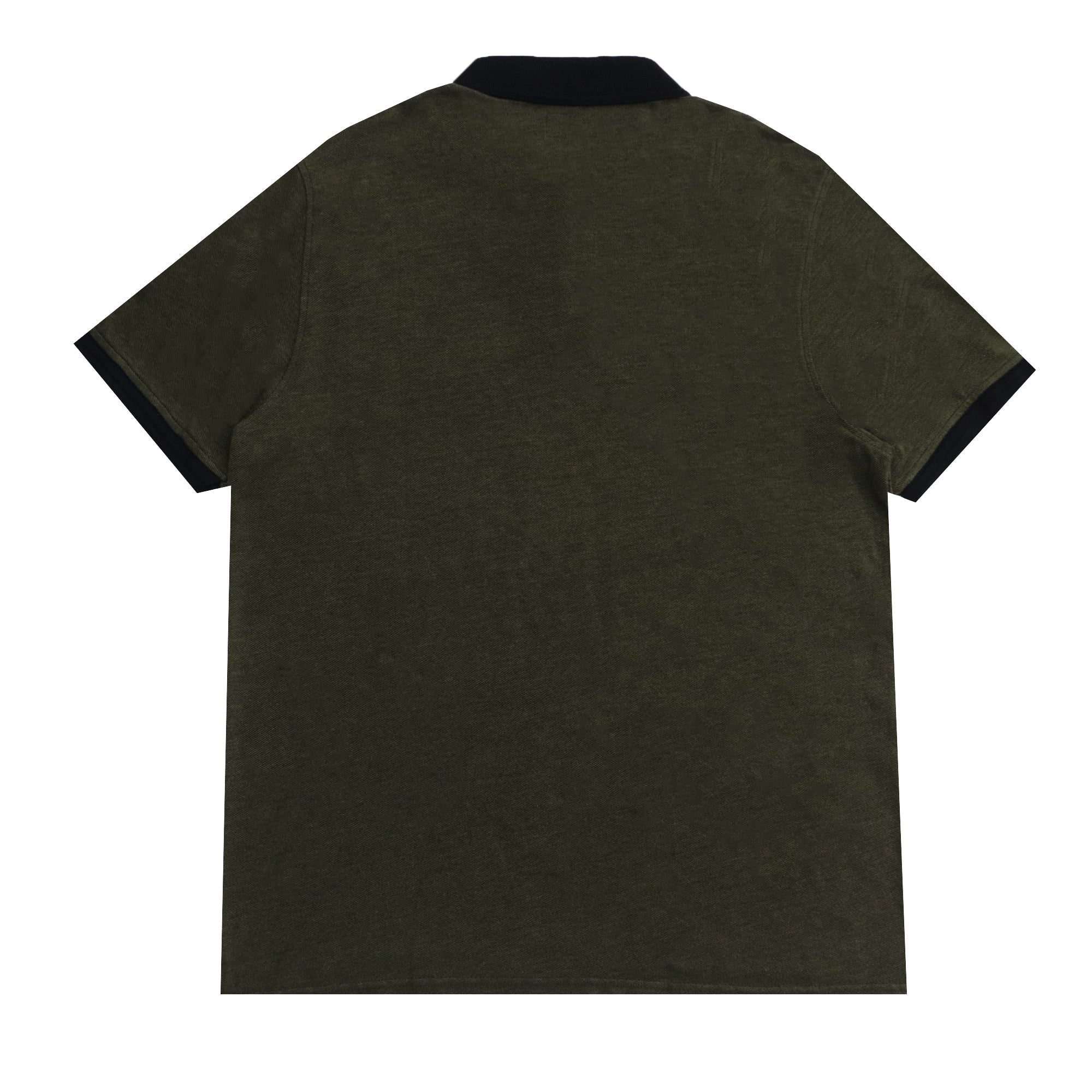 POLO (MEN) - DARK GREEN WITH BLACK COLLAR