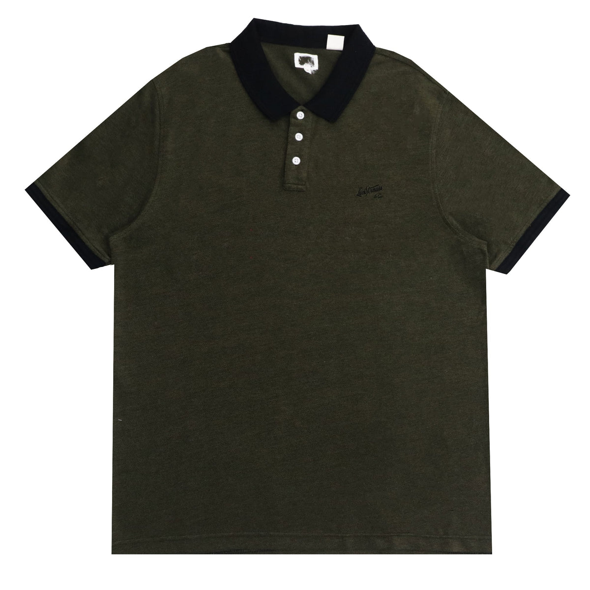 POLO (MEN) - DARK GREEN WITH BLACK COLLAR