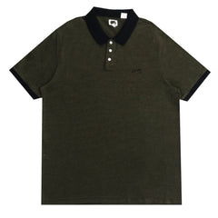 POLO (MEN) - DARK GREEN WITH BLACK COLLAR