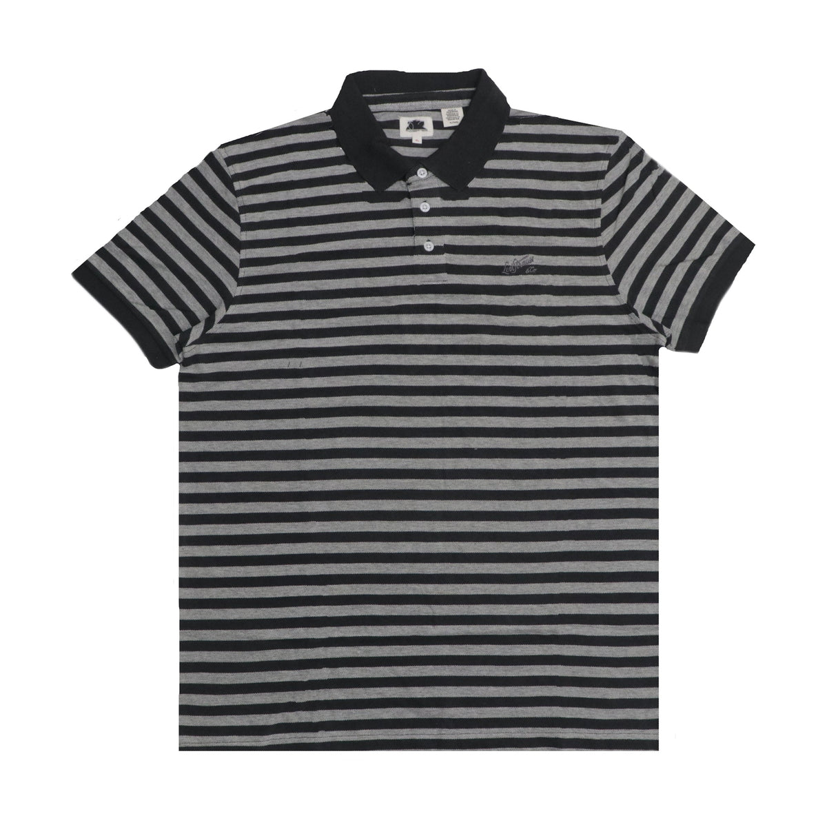 POLO MEN - BLACK AND GREY STRIPES BLACK COLLAR