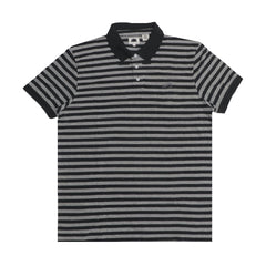 POLO MEN - BLACK AND GREY STRIPES BLACK COLLAR