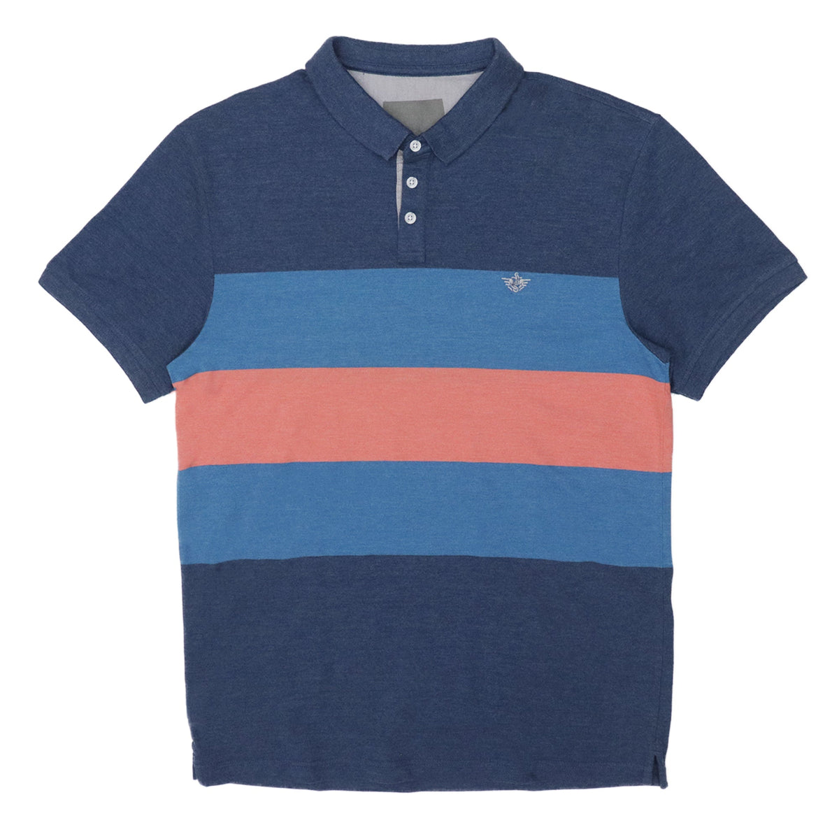 POLO MEN - DARK BLUE WITH SKY BLUE AND ORANGE CHEST PATCH