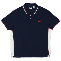 POLO MEN - DEEP BLUE WITH WHITE AND RED STRIP COLLAR