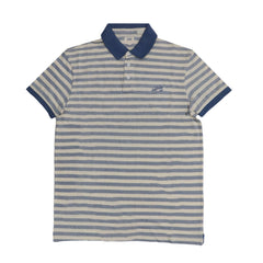 POLO (MEN) - LIGHT BLUE CREAM STRIPES BLUE COLLAR