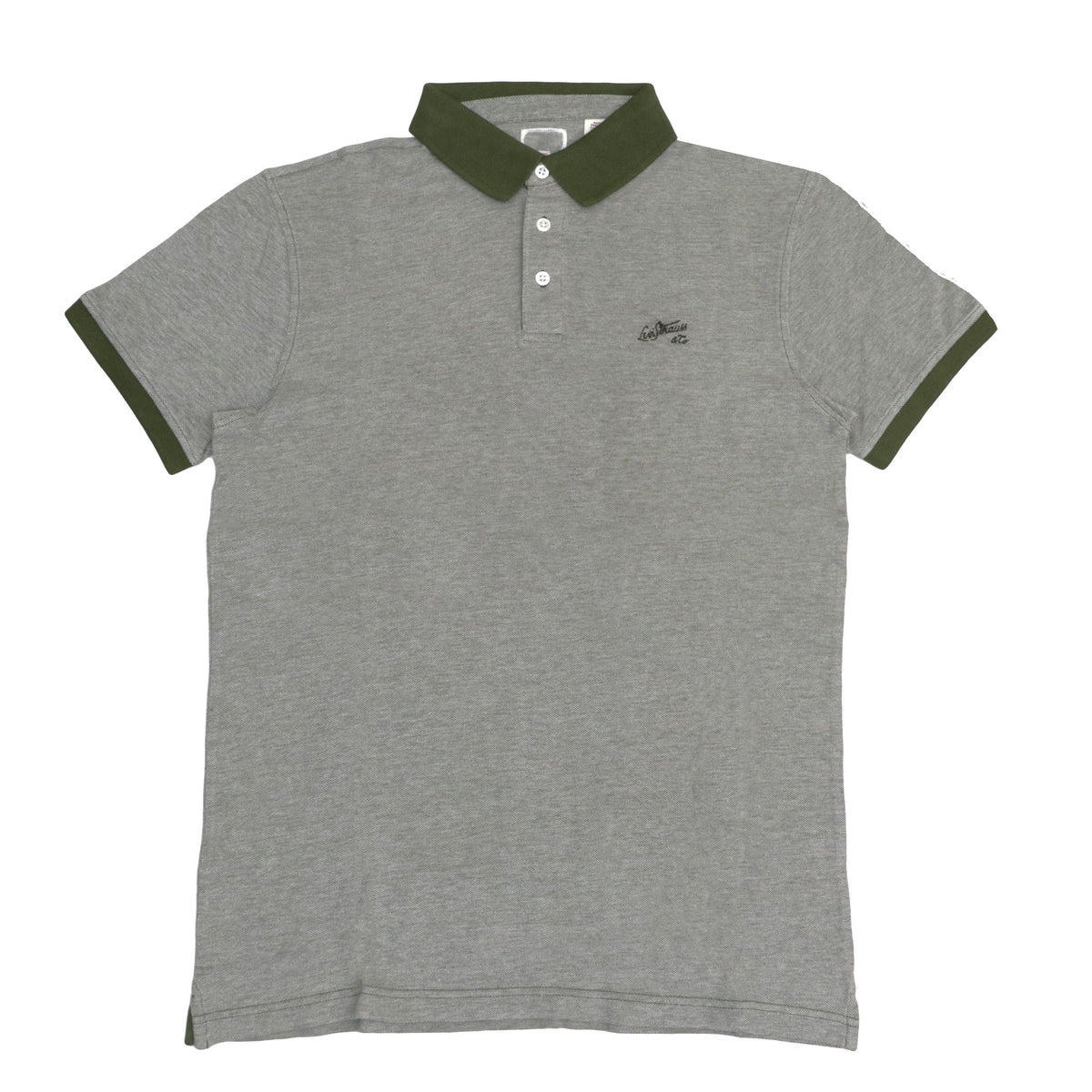 POLO MEN - LIGHT HEATHER WITH DARK GREEN COLLAR