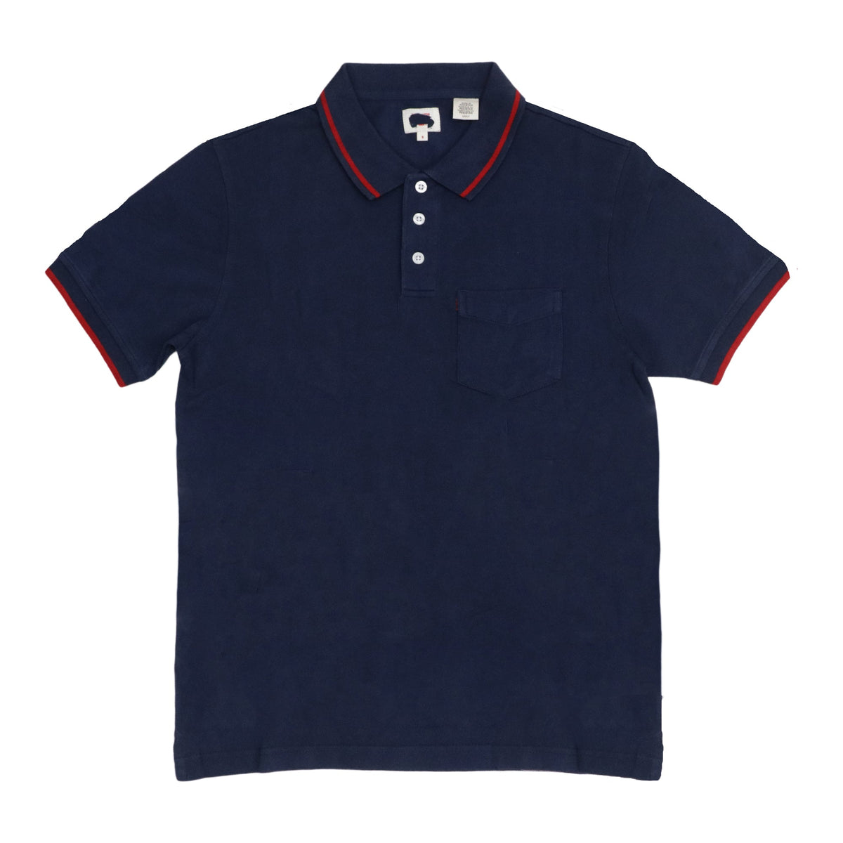 POLO MEN - NAVY BLUE RED COLLAR STRIP