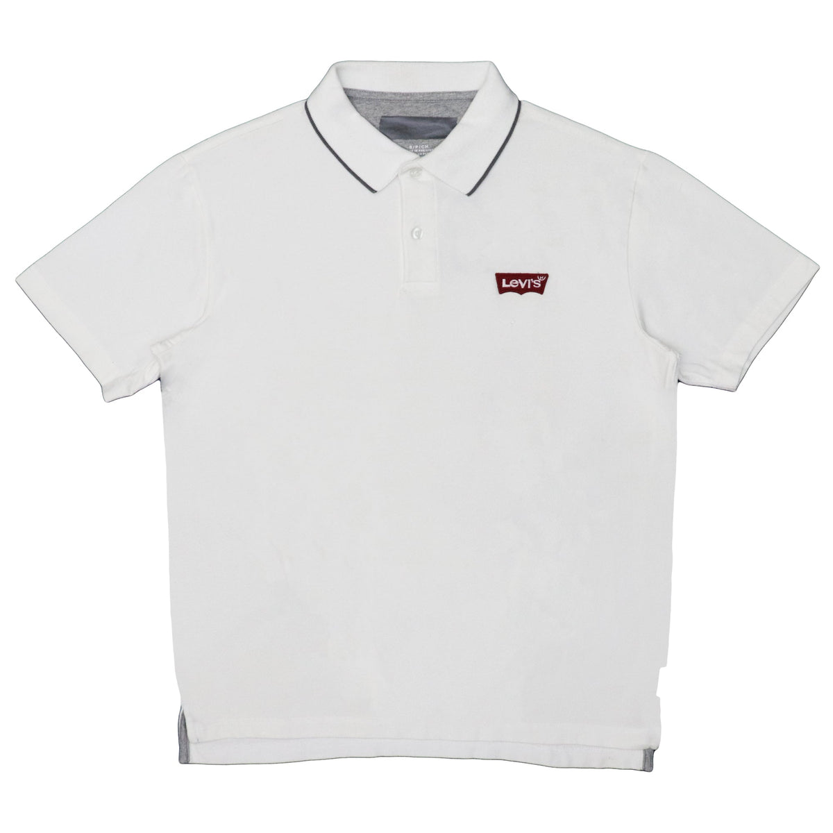 POLO MEN - PLAIN WHITE WITH GREY COLLAR STRIP