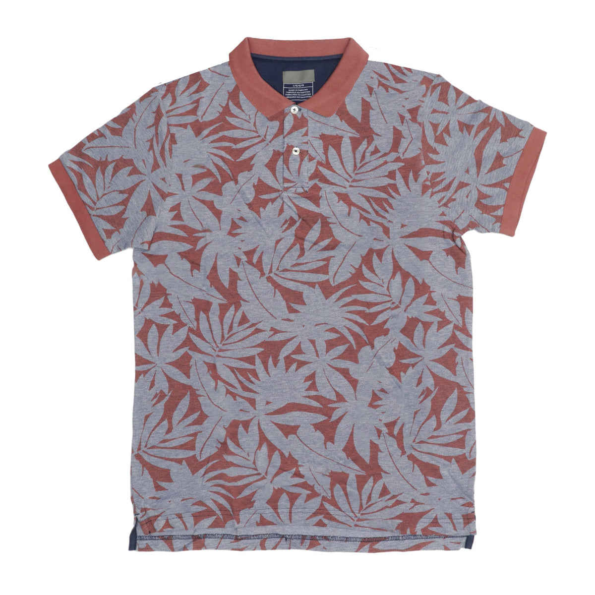 POLO MEN - RUST BROWN GREY LEAF PATTERN