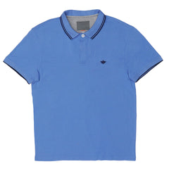 POLO MEN - SKY BLUE WITH DEEP BLUE COLLAR STRIP