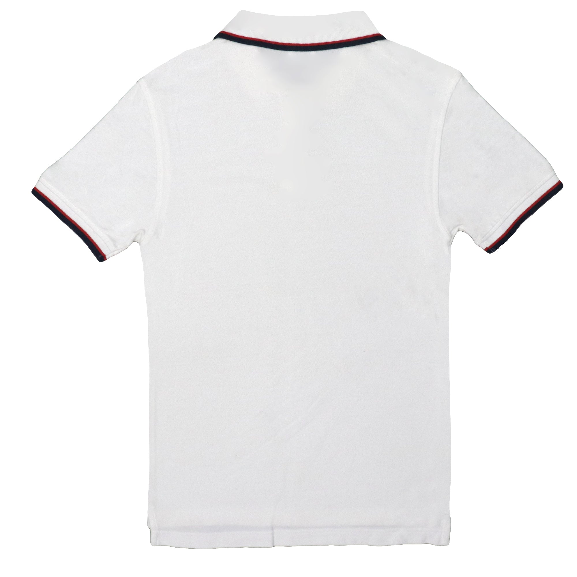 POLO (MEN) - WHITE WITH RED AND BLUE COLLAR STRIP