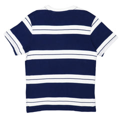 ROUND NECK MEN - DEEP BLUE AND WHITE STRIPES