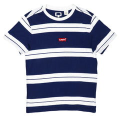 ROUND NECK MEN - DEEP BLUE AND WHITE STRIPES