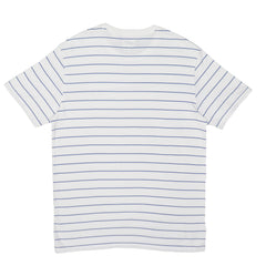 ROUND NECK MEN - WHITE WITH BLUE PIN STRIPS