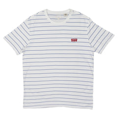 ROUND NECK MEN - WHITE WITH BLUE PIN STRIPS