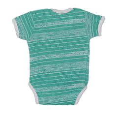 Baby Romper - PARROT GREEN WHITE STRIPS