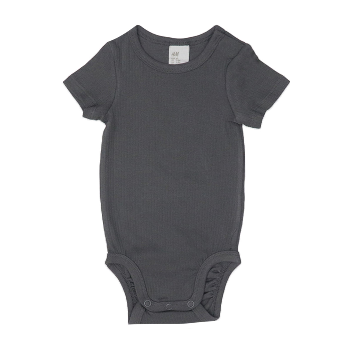 Baby Romper - DARK HEATHER GREY SELF STRIPS