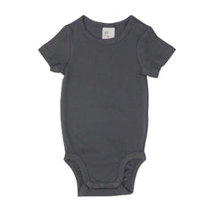 Baby Romper - DARK HEATHER GREY SELF STRIPS