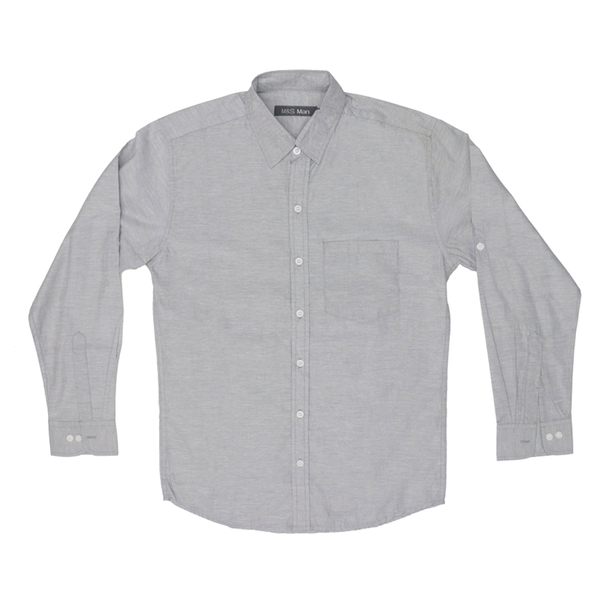 CASUAL SHIRT (MEN) - LIGHT GREY WITH FRONT POCKET