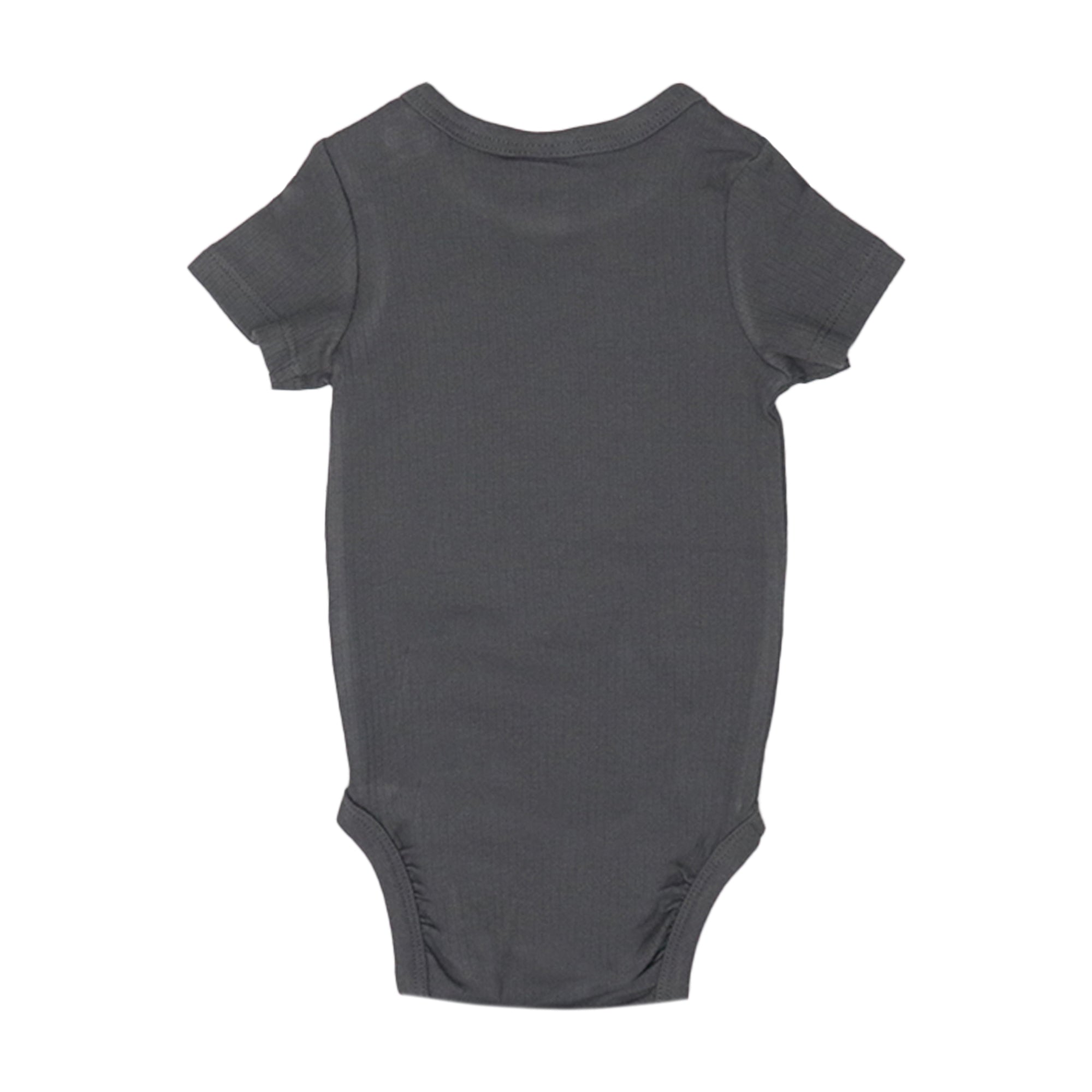 Baby Romper - DARK HEATHER GREY SELF STRIPS