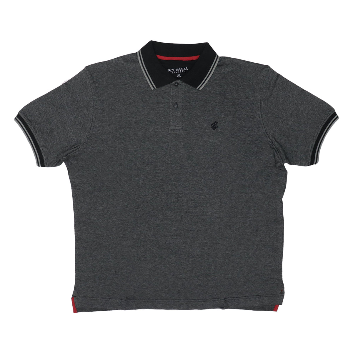 POLO (MEN) - DARK GREY WITH  LIGHT GREY DOUBLE STRIP COLLAR