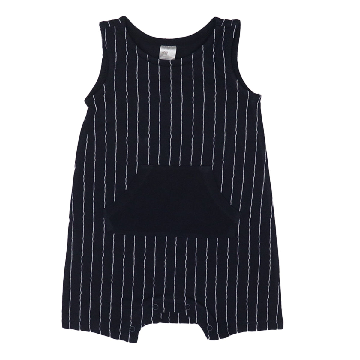 Baby Romper - DEEP BLUE WHITE SELF STRIPS