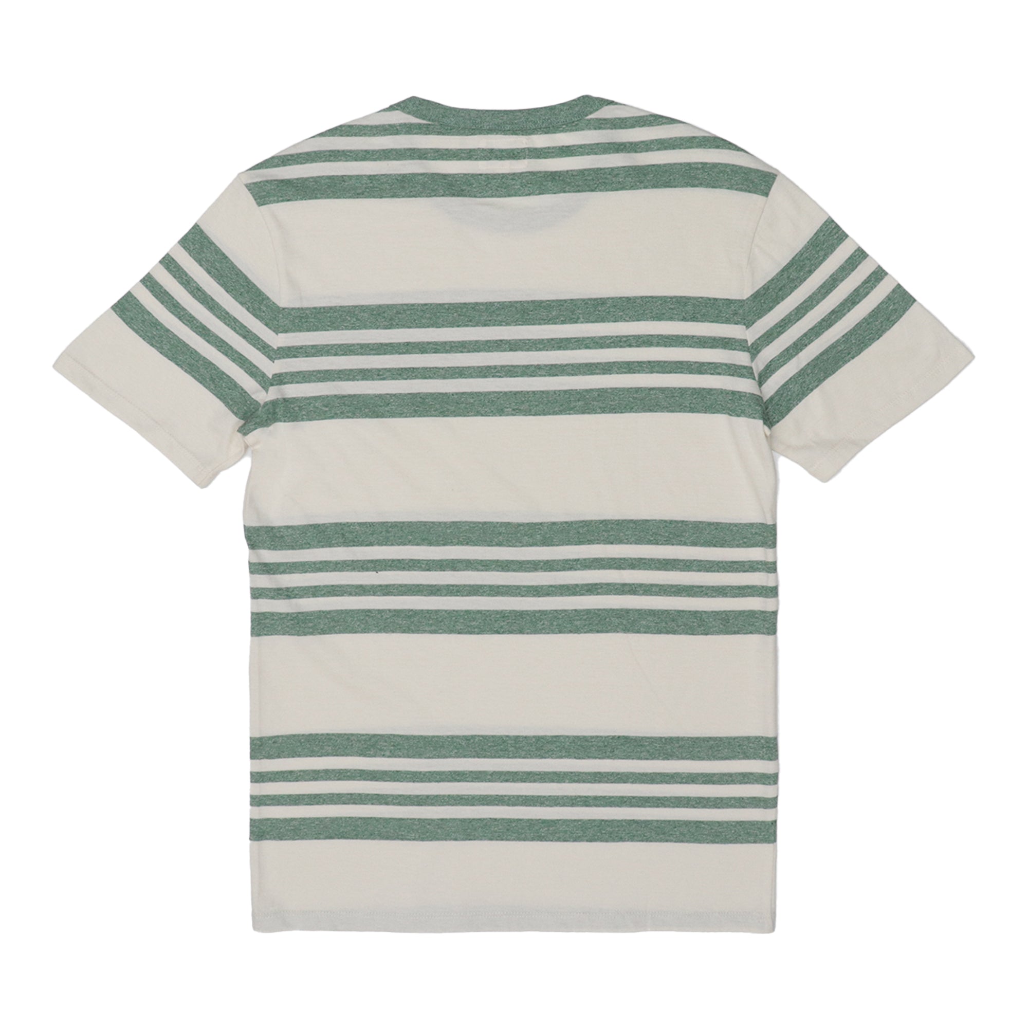 ROUND NECK (MEN) - WHITE WITH GREEN LINES